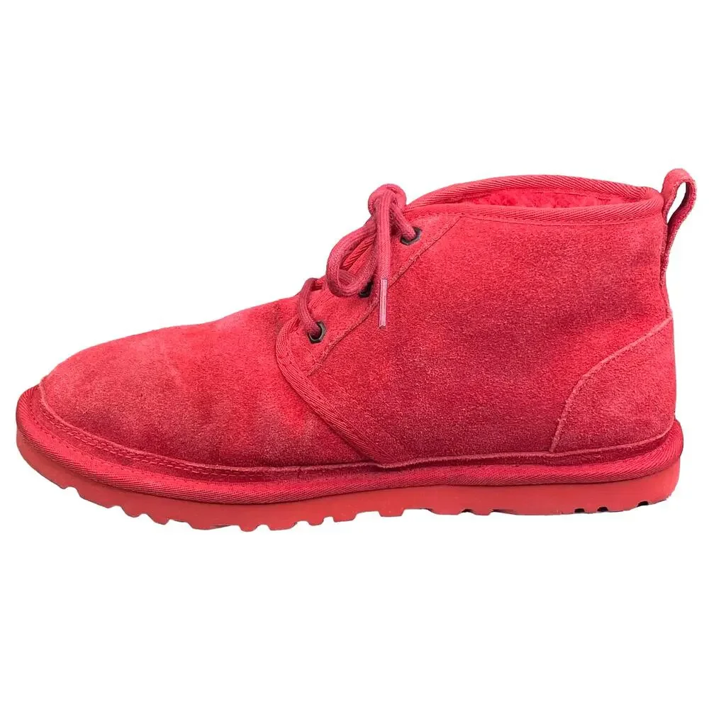 UGG Mens Neumel Red Suede Lace Up Winter Chukka Boots Size US 9